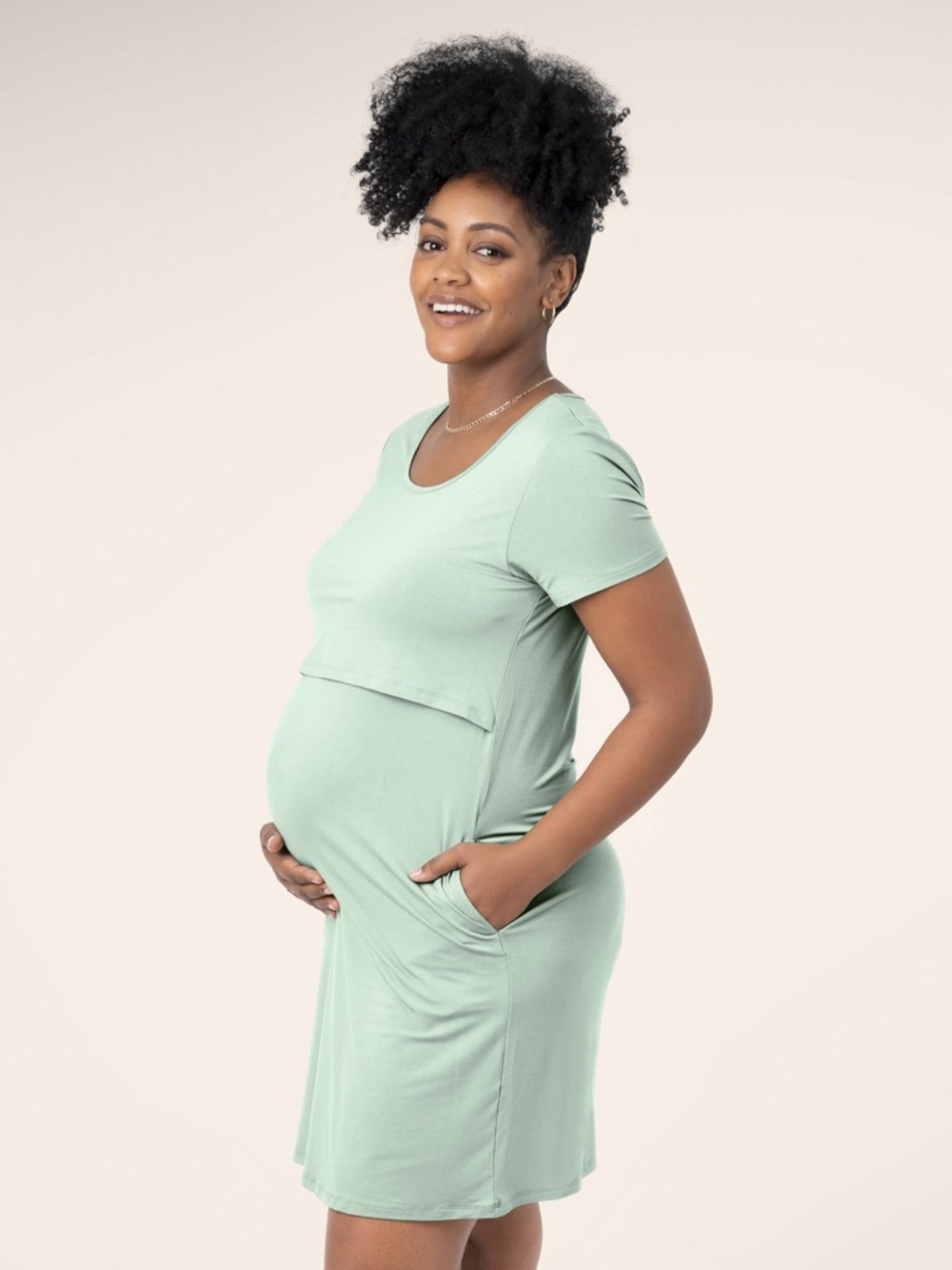 KINDRED BRAVELY bamboo maternity & nursing dress in mint XL